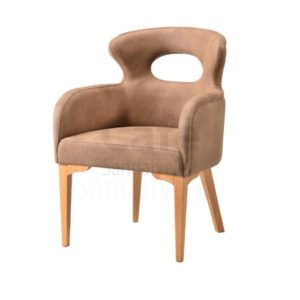 Bej Kumaş Döşemeli Klasik Cafe Sandalyesi