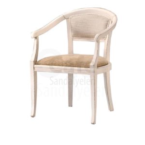 Beyaz Boyalı Klasik Kollu Otel Sandalyesi