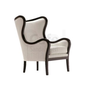 Beyaz Kumaş Döşemeli Venge Boyalı Kollu Sandalye