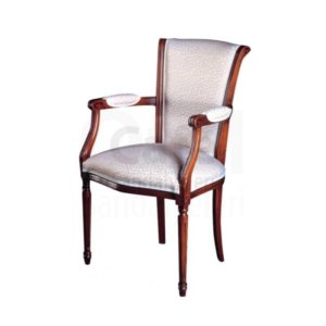 Beyaz Kumaş Döşemeli Kollu Sandalye