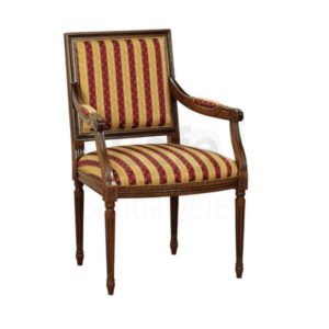 Çizgili Kumaş Döşemeli Torna Ayaklı Klasik Kollu Sandalye