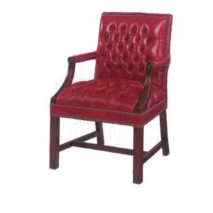 Deri Kapitoneli Kollu Bordo Sandalye