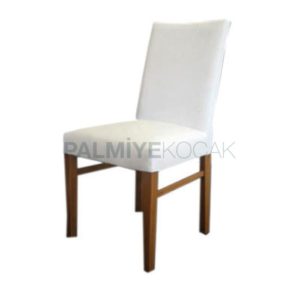 Beyaz Deri Döşemeli Ahşap Boyalı Sandalye