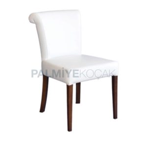 Beyaz Deri Döşemeli Kafe Sandalyesi