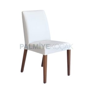 Beyaz Deri Döşemeli Otel Restoran Sandalyesi