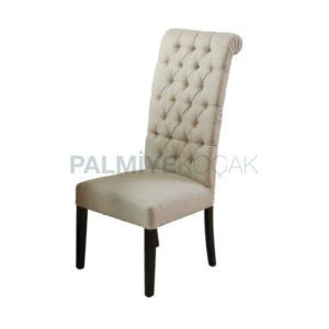 Beyaz Derili Kapitoneli Modern Otel Sandalyesi