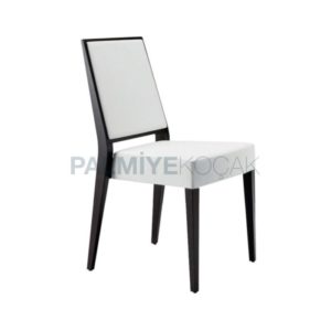 Beyaz Deri Döşemeli Venge Boyalı Restoran Masa