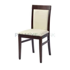 Beyaz Döşemeli Koyu Ahşap Boyalı Sandalye