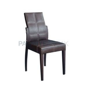 Kahverengi Deri Dikişli Modern Sandalye