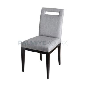 Gri Kumaş Döşemeli Wenge Boyalı Cafe Sandalyesi