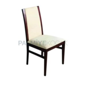 Gürgen Ahşaplı Bej Deri Döşemeli Modern Sandalye