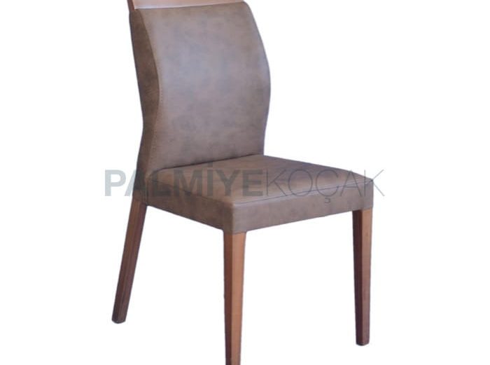Kahverengi Deri Döşemeli Modern Cafe Sandalyesi