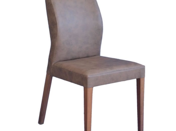 Kahverengi Deri Döşemeli Modern Cafe Sandalyesi